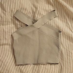 Babaton Scult Knit Criss Cross Crop Tank